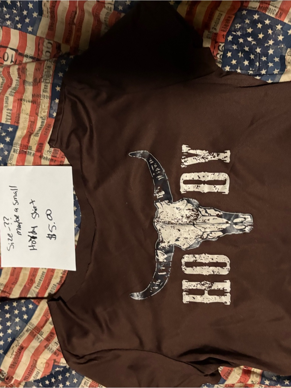 Kids Brown Graphic Longhorn Tee - Unbranded
